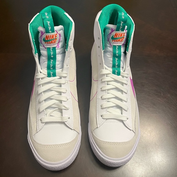 New Nike Blazer Mid 77 White Pink Fuchsia Sneaker Shoes - Picture 5 of 13